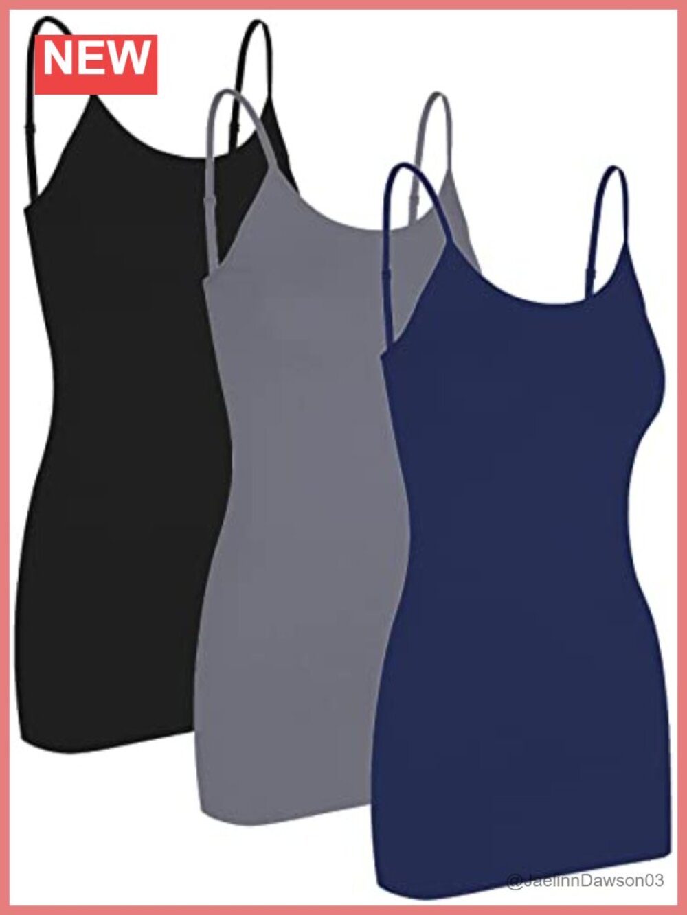 Women's Spaghetti Strap Stretch Cotton Long Camisole Cami